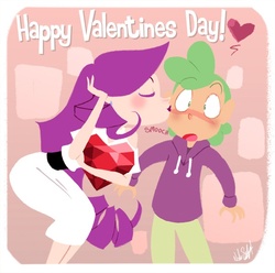 Size: 600x594 | Tagged: safe, artist:nickswift, rarity, spike, g4, female, humanized, male, ship:sparity, shipping, straight, text, valentine's day