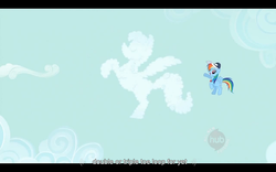 Size: 1024x640 | Tagged: safe, screencap, rainbow dash, pony, g4, may the best pet win, coach rainbow dash, female, youtube caption