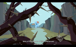Size: 1024x640 | Tagged: safe, screencap, rainbow dash, g4, may the best pet win, female, youtube caption