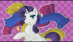 Size: 938x544 | Tagged: safe, artist:xcastra, rarity, pony, g4, fabric, female, solo