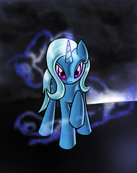 Size: 875x1104 | Tagged: safe, artist:myhysteria, trixie, pony, unicorn, g4, eyes open, female, glowing, glowing horn, horn, looking at you, mare, solo