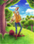 Size: 2123x2825 | Tagged: safe, artist:valen-larae, applejack, human, g4, apple, apple tree, applejack's hat, boots, cloud, cloudy, cowboy boots, cowboy hat, female, food, grass, hat, humanized, scenery, sky, solo, sweet apple acres, traditional art, tree