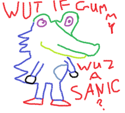 Size: 940x853 | Tagged: safe, gummy, g4, exploitable meme, meme, sanic, sonic the hedgehog, sonic the hedgehog (series), wut if gummy wuz a meme