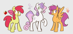 Size: 900x420 | Tagged: safe, artist:egophiliac, apple bloom, scootaloo, sweetie belle, g4, cutie mark crusaders, older