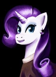 Size: 1024x1408 | Tagged: safe, artist:rk-d, rarity, pony, g4, black background, female, fine art parody, girl with a pearl earring, simple background, solo