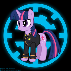 Size: 2880x2880 | Tagged: safe, artist:johnjoseco, artist:ponimalion, twilight sparkle, pony, unicorn, g4, battlestar galactica, clothes, female, frown, high res, mare, solo, unicorn twilight, uniform