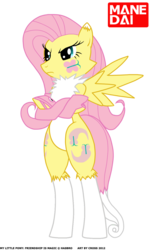 Size: 865x1427 | Tagged: safe, artist:cross, artist:x-cross, fluttershy, renamon, g4, bandai, crossover, digimon, simple background, solo, transparent background