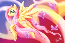 Size: 1496x996 | Tagged: safe, artist:dawnallies, fluttershy, butterfly, pony, g4, female, solo