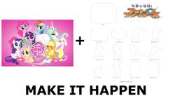 Size: 1336x839 | Tagged: safe, applejack, fluttershy, pinkie pie, princess celestia, rainbow dash, rarity, spike, twilight sparkle, alicorn, dragon, earth pony, pegasus, pony, unicorn, g4, exploitable meme, female, japanese, make it happen, male, mane seven, mane six, mane six opening poses, mare, meta, my little pony logo, photo dojo