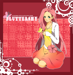 Size: 724x746 | Tagged: safe, artist:lisemo, fluttershy, human, g4, clothes, dress, humanized
