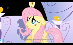Size: 1680x1050 | Tagged: safe, screencap, fluttershy, g4, green isn't your color, ei, hub logo, youtube caption