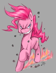 Size: 700x910 | Tagged: safe, artist:diasfox, pinkie pie, earth pony, pony, g4, dragon ball, hotblooded pinkie pie, solo, super saiyan