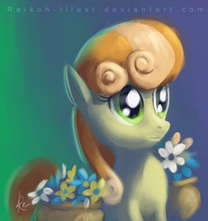 Size: 725x768 | Tagged: safe, artist:grissaecrim, junebug, pony, g4, female, flower, mare, solo