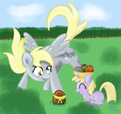 Size: 614x576 | Tagged: safe, artist:kodok37, derpy hooves, dinky hooves, pegasus, pony, g4, equestria's best mother, female, mare