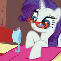 Size: 200x200 | Tagged: safe, screencap, rarity, pony, unicorn, g4, season 1, suited for success, animated, art of the dress, cropped, female, glasses, loop, rarity's glasses, sewing, sewing machine, solo