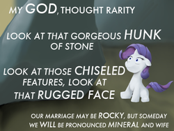 Size: 500x375 | Tagged: safe, rarity, pony, g4, crack shipping, fanfic, pun, rock, solo