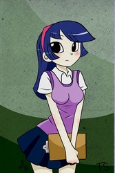 Size: 1400x2100 | Tagged: dead source, safe, artist:gatodelfuturo, twilight sparkle, human, g4, clothes, female, humanized, skirt, solo