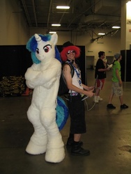 Size: 512x682 | Tagged: safe, artist:spainfischer, dj pon-3, vinyl scratch, human, trotcon, trotcon 2012, g4, 2012, cosplay, fursuit, irl, irl human, photo