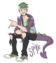 Size: 500x569 | Tagged: safe, artist:tenaciousbee, spike, human, g4, claws, converse, humanized, male, shoes, tailed humanization