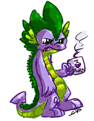 Size: 532x687 | Tagged: safe, artist:fizzy-dog, spike, g4, angry, coffee, cup, mug