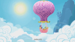 Size: 900x506 | Tagged: safe, edit, edited screencap, screencap, spike, twilight sparkle, g4, caption, hot air balloon, opening, twinkling balloon, youtube caption
