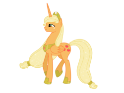 Size: 3333x2500 | Tagged: safe, artist:nianara, applejack, alicorn, pony, g4, alicornified, applecorn, female, high res, hoof shoes, mare, peytral, race swap, simple background, solo, transparent background