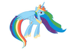 Size: 3333x2500 | Tagged: safe, artist:nianara, rainbow dash, alicorn, pony, g4, alicornified, female, high res, hoof shoes, laurel wreath, mare, peytral, race swap, rainbowcorn, simple background, solo, transparent background