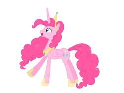 Size: 3333x2500 | Tagged: safe, artist:nianara, pinkie pie, alicorn, pony, g4, alicornified, female, high res, hoof shoes, jewelry, mare, peytral, pinkiecorn, race swap, simple background, solo, tiara, transparent background, xk-class end-of-the-world scenario