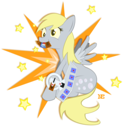 Size: 900x918 | Tagged: safe, derpy hooves, pegasus, pony, g4, duel disk, female, mare, simple background, solo, transparent background, yu-gi-oh!