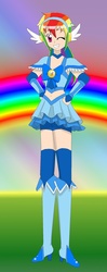 Size: 896x2264 | Tagged: safe, artist:aijihi, rainbow dash, human, g4, cutie mark accessory, female, humanized, magical girl, precure