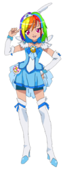 Size: 325x842 | Tagged: safe, artist:obscuresaku, rainbow dash, human, g4, female, humanized, precure, simple background, solo, transparent background