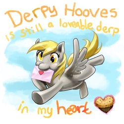 Size: 612x612 | Tagged: safe, artist:slifertheskydragon, derpy hooves, pegasus, pony, g4, female, letter, mare, muffin, solo