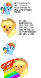 Size: 514x960 | Tagged: safe, applejack, rainbow dash, g4, brutal honesty, comic, cute, element of honesty, hilarious in hindsight