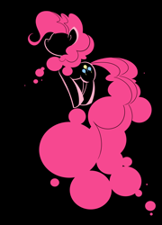 Size: 2298x3200 | Tagged: safe, artist:bamboodog, pinkie pie, earth pony, pony, g4, black background, female, hooves, jumping, lineart, mare, minimalist, modern art, simple background, solo