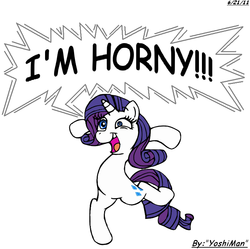 Size: 749x745 | Tagged: safe, artist:yoshiman1118, rarity, pony, unicorn, g4, bipedal, dialogue, female, horny, mare, solo