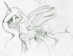 Size: 925x712 | Tagged: safe, artist:sb, princess celestia, pony, g4, female, grin, solo