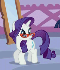 Size: 202x237 | Tagged: safe, screencap, rarity, pony, unicorn, g4, suited for success, animated, cropped, female, glasses, jumping, jumping in place, loop, pronking, rarity's glasses, solo focus