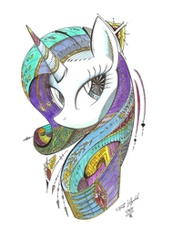 Size: 1838x2434 | Tagged: safe, artist:escagorouge, rarity, pony, g4, female, solo, traditional art