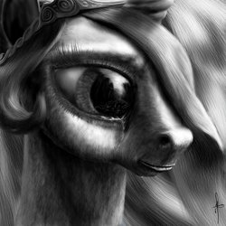 Size: 2000x2000 | Tagged: safe, artist:friendshipocalypse, princess celestia, g4, grayscale, high res, monochrome, nightmare fuel