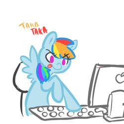 Size: 450x450 | Tagged: safe, artist:mt, rainbow dash, pony, g4, computer, escii keyboard, female, solo, typing