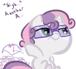 Size: 1100x1000 | Tagged: safe, artist:tess, sweetie belle, pony, g4, female, glasses, smarty belle, solo