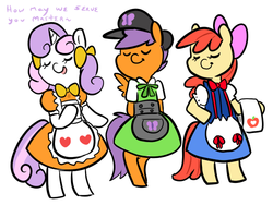 Size: 600x450 | Tagged: safe, artist:mt, apple bloom, scootaloo, sweetie belle, g4, clothes, cutie mark crusaders, maid