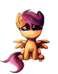 Size: 1160x1458 | Tagged: safe, artist:si1vr, scootaloo, g4, sad, scootalone