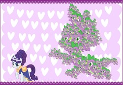 Size: 720x501 | Tagged: safe, rarity, spike, dragon, pony, unicorn, g4, castle creator, female, male, mare, multeity, pit of spikes, rarity gets all the spikes, ship:sparity, shipping, straight, wat