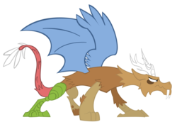 Size: 900x644 | Tagged: safe, artist:orangel8989, discord, draconequus, alternate design, artifact, dewclaw, history lesson, male, quadrupedal, simple background, solo, speculation, transparent background, vector