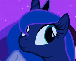 Size: 493x396 | Tagged: safe, edit, edited screencap, screencap, princess luna, alicorn, pony, g4, luna eclipsed, season 2, close-up, derp, derped, female, mare, smiling, solo, the fun has been doubled