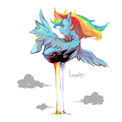 Size: 600x600 | Tagged: safe, artist:sjui00, rainbow dash, pegasus, pony, g4, cloud, female, rainbow, surreal