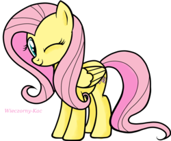 Size: 900x742 | Tagged: safe, artist:wieczornykac, fluttershy, pony, g4, female, solo, wink