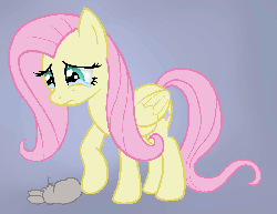 Size: 1165x900 | Tagged: safe, artist:arrkhal, fluttershy, pegasus, pony, rabbit, g4, animated, crying, cutie mark, death, dust bunny, female, gif, gray background, mare, sad, simple background, teary eyes