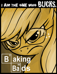 Size: 1261x1654 | Tagged: safe, artist:pedantia, applejack, earth pony, pony, g4, breaking bad, crossover, female, frown, glare, glasses, solo